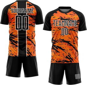 Uniforme de football à manches courtes d'été 100% polyester imprimé personnalisé avec le nom de l'équipe, léger, respirant, séchage rapide, OEM - Product Image 4