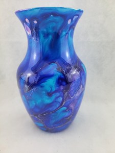Glass <b>Vase</b> Painted with Alcohol Inks and Sealed with Resin - Product Image 3