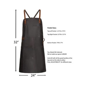 Hot Sale <b>Working</b> <b>Apron</b> With Adjustable Cross Back Leather Straps Wholesale Leather <b>Aprons</b> With 2 Large Pockets And Towel Strap - Product Image 4