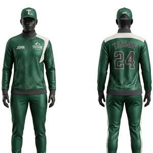 Veste d'entraînement de baseball pour femmes, 280 GSM, polyester interlock, panneaux d'épaule vert et blanc, impression par sublimation, broderie, vêtements d'équipe - Product Image 1