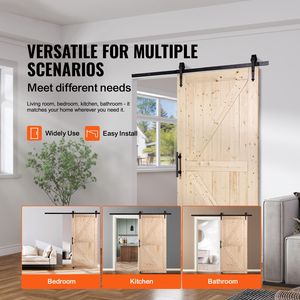 Kit de Herrajes para Puerta Corredera de Granero con Puerta Corredera de Madera de 42 x 84 Pulgadas, Funcionamiento Suave y Silencioso, Guía de Piso 8 en 1 Incluida - Product Image 2