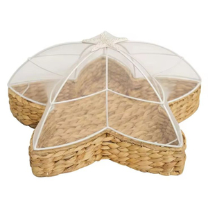 Plateau rond à deux niveaux en acier inoxydable poli argenté, très demandé, avec poignée en rotin et bambou, outils à gâteau, ustensiles de cuisine pour la maison - Product Image 5