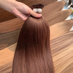 Extensiones de cabello con punta plana y recta, color marrón, 100% cabello humano virgen vietnamita, suministro a todo el mundo. - Product Image 1