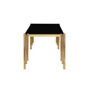 65 \ "tavolo da pranzo in vetro rettangolare in stile moderno con piano in vetro temperato e gambe in oro lucido per cucina di casa e sala da pranzo - Product Image 2