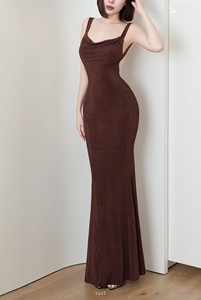Vestido de Noche de Sirena con Brillo y Espalda Descubierta para Mujer al por Mayor con Tirantes Anchos ET3447 - Product Image 4