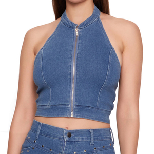 Nueva Llegada: Camisetas sin Mangas de Algodón Ecológico Transpirable para Mujer, Cuello Redondo, Cierre Frontal con Cremallera - Product Image 3