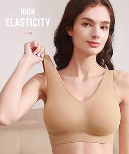 เสื้อชั้นในกีฬาผู้หญิงคุณภาพสูง ไร้ตะเข็บ สำหรับนอนหลับและโยคะ พร้อมแผ่นรองถอดได้ ระบายอากาศดี ดีไซน์เรียบง่าย - Product Image 3