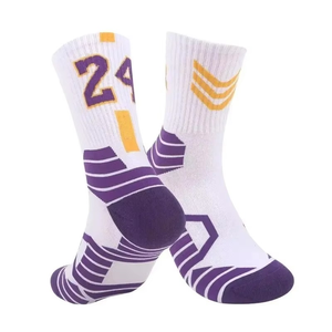 White Athletic <b>Socks</b> with Number 34 Geometric Pattern Breathable <b>Polyester</b> Cotton Ankle Length for Basketball Adults Summer - Product Image 3
