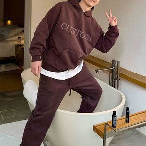 Ensemble sweat-shirt et pantalon de survêtement pour homme, personnalisé avec logo de fabricant OEM, coupe ample et épaisse, style jogging décontracté - Product Image 3