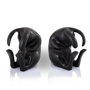 Serre-livres modernes sculpturaux de forme irrégulière, noirs, 2 pièces, accessoire décoratif de bureau - Product Image 4