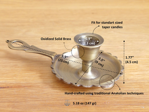 Handmade <b>Brass</b> Taper Candle Holder Antique Gold Chamberstick Vintage <b>Brass</b> <b>Candlestick</b> Stand Rustic Handheld Candle Holder - Product Image 2
