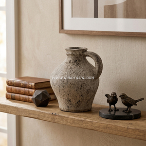 Antique <b>Ceramic</b> Terracotta <b>Vase</b> Cream Rustic Color Tabletop <b>Vase</b> Decorative for Home Decor Hotel and Resort - Product Image 6