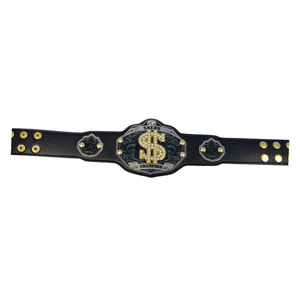 Ceinture de champion des ventes personnalisable en cuir noir avec symbole du dollar et plaque dorée pour les compétitions de vente et les récompenses - Product Image 6