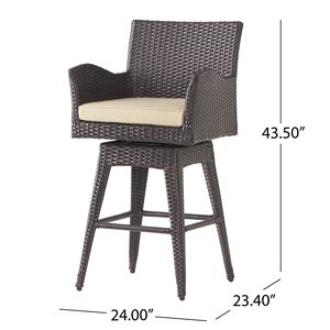 Modern 1-Piece Brown Wicker <b>Swivel</b> <b>Barstool</b> Multi-Outdoor with Tapered Legs - Product Image 5