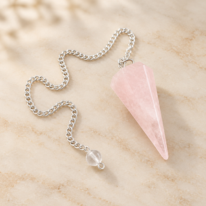 Fournisseur en gros de pendules en quartz rose naturel, pointe de cristal polie, pierre précieuse, outil de méditation spirituelle, personnalisable - Product Image 5