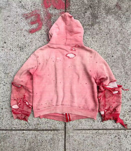 <b>Men's</b> Oversized Zip-Up Hooded <b>Sweatshirt</b> <b>Pink</b> Letter Print Casual Streetwear Regular Fit Winter Knitted Cotton Eco-Friendly - Product Image 5