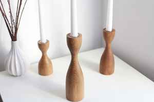 Ensemble de trois bougeoirs classiques en bois pour la décoration de mariage et de Noël, cadeau pour la maison, pour le salon - Product Image 5