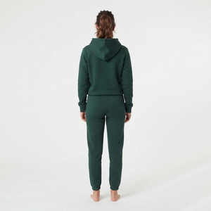 Conjunto de dos piezas de chándal de algodón de color verde elegante para mujer HAWK EYE Premium con cremallera media y bolsillos tipo canguro - Product Image 6