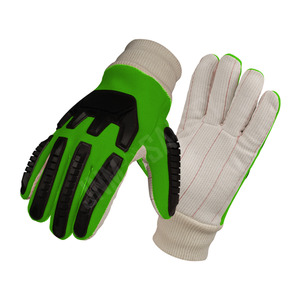 ถุงมือเซฟตี้อุตสาหกรรมคุณภาพพรีเมียม ผ้าฝ้ายและหนัง ป้องกันแรงกระแทกด้วย TPR และป้องกันการเสียดสี - Product Image 3