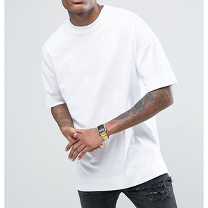 Camiseta de Manga Corta para Hombre, Cuello Redondo, Color Sólido, Lisa, Informal, Tejido de Punto, 100% Algodón, Talla Grande - Product Image 5