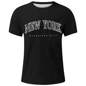 T-shirts streetwear oversize à épaules tombantes, imprimés New York, respirants - Product Image 3