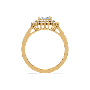 Bague de fiançailles de luxe avec diamant taille émeraude 1,45 ct et double halo en or jaune, blanc et rose 18 carats |   Bague d'anniversaire pour femme - Product Image 4