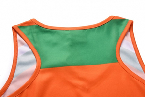 Vestido Deportivo de Tenis y Netball para Mujer, Color Naranja, Verde y Blanco, Cuello en V, Sin Mangas, Absorbe la Humedad, para Verano - Product Image 4
