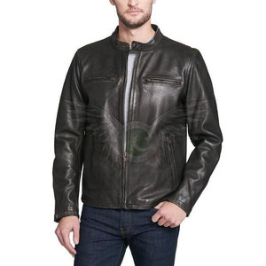 Veste en cuir premium pour homme, style décontracté tendance, coupe ajustée, logo personnalisé, pour l'automne et l'hiver. - Product Image 4