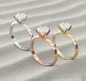 Anillo de Compromiso Solitario Redondo de Seis Puntas con Borde de Cuchilla de Lujo Stonewels en Oro Sólido con Certificado - Product Image 4