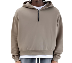 Sweat-shirt à capuche oversize pour homme, couleur unie, décontracté, en coton French Terry, à fermeture éclair quart de tour, pour l'automne - Product Image 1