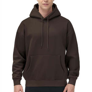 Sudadera con capucha corta para hombre, de algodón y felpa, corte holgado y cuadrado, con hombros caídos y puños acanalados, estilo moderno casual urbano. - Product Image 1