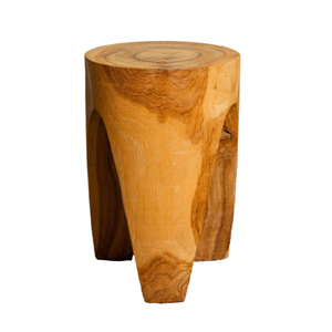 Tabouret trépied ARTERRA Premium pour villa, hôtel et appartement, en teck massif, fait main, siège polyvalent, espaces rustiques et modernes - Product Image 1