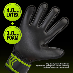 Comfortable Lightweight Leather Goalkeeper Gloves Waterproof Anti Slip <b>Hook</b> Loop Closure Full Finger Training Sports Football - Product Image 2