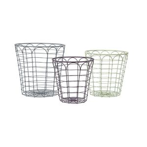 Juego de Cestas de Almacenamiento de Alambre Metálico, Circulares, Apilables, Multiusos, Contenedores Organizadores en Negro, Verde y Gris - Product Image 1