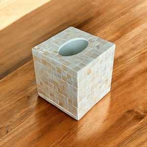 Elan Pearl Inlay Tissue Holder Elegant Mother of Pearl Shell Mosaic Box with Personalized Pattern for Premium Decor - Product Image 5