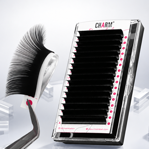 Charmlash Cajas de Pestañas al por Mayor, Marca Privada, Pestañas Curva D, Bandejas de Pestañas Negro Mate, Mega Volumen, Curvatura Estable, Fibra PBT, OEM ODM - Product Image 1