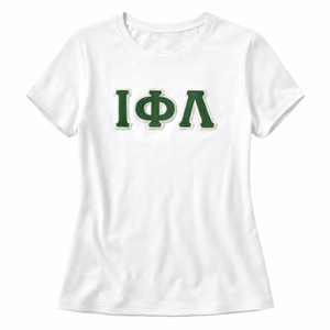 อิโอต้า ฟิ แลมบ์ดา ซอร์โรริตี้เสื้อยืดสีขาวตัวอักษรกรีกเครื่องแต่งกายสตรีแขนสั้นเสื้อยืดลำลองของขวัญเสื้อ - Product Image 3