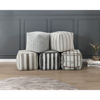 Pouf de sol moderne 1 pièce en tissu rayé noir et blanc, ottoman antidérapant, fauteuil pouf design haut de gamme