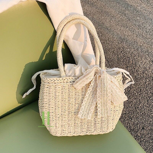 Cesta de mimbre hecha a mano, ecológica, tejida, para colgar, bolsa de almacenamiento, para compras, picnic, decoraciones navideñas, bolso de verano, venta al por mayor - Product Image 5