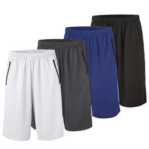 Shorts Bermuda pour hommes en polyester à séchage rapide avec poches, taille mi-haute élastique, couleur unie, style décontracté, gris, bleu, noir - Product Image 6