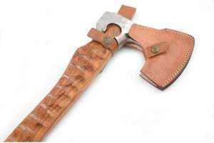 Hacha de Acero al Carbono Forjada a Mano Estilo Vikingo con Mango de Madera y Funda de Cuero, Grado Industrial, Personalizada OEM para Trabajos de Madera - Product Image 4