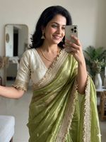 Sari en soie satinée PURE SOFT FANDY pour femmes avec broderie et travail Zari, séchage rapide, toutes saisons