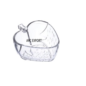 Cuenco para servir frutas con forma de manzana de cristal transparente único para la vajilla más vendida, cuenco para servir comida de natillas y dulces al precio más bajo - Product Image 1