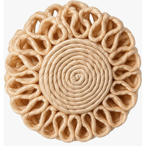 Lot de 5 tapis de tasse à thé ronds faits à la main en macramé, décoration murale style bohème en fibres naturelles, art d'intérieur pour salon, toutes saisons - Product Image 3