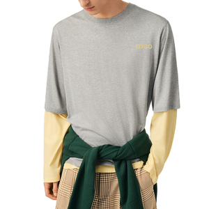 T-shirt en coton à double effet manches longues pour homme, coupe oversize, style streetwear décontracté, jersey premium, t-shirt homme personnalisé OEM - Product Image 1