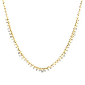 Collier pour femme couleur or rose avec perles en forme de boule et pendentif classique en moissanite taille brillant rond pour les occasions de mariage - Product Image 3