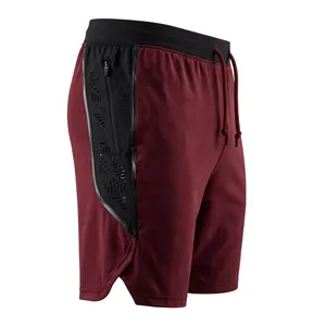 Shorts Bermuda Homme en Polyester Tricoté Respirant, Taille Mi-Haute, Couleur Bordeaux, avec Poches et Cordon de Serrage, Style Décontracté et Sportif - Product Image 2