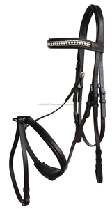 Bride en cuir de cheval en gros de qualité supérieure de qualité supérieure avec rênes accessoires d'équitation confortables et durables pour le spectacle d'entraînement - Product Image 3