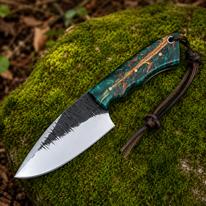 Ensemble de couteaux Skinner faits à la main avec manches en bois résineux, lames fixes en acier à haute teneur en carbone, couteaux de survie pour le camping et le bushcraft, EDC - Product Image 2