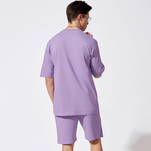 Conjunto de 2 Piezas de Verano de Alta Calidad, 100% Algodón Tejido, Ecológico, Camiseta con Letras y Pantalones Cortos, Talla Grande, Hombros Caídos, Secado Rápido - Product Image 4